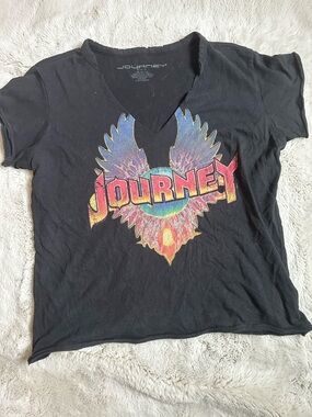 Journey Women's Black V-Neck Graphic Tee